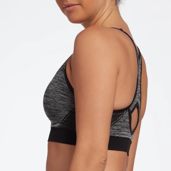 NWT DSG Women's Seamless Front Zip Sports Bra Size XS Space White/Blk $30 P136 - Picture 2 of 3
